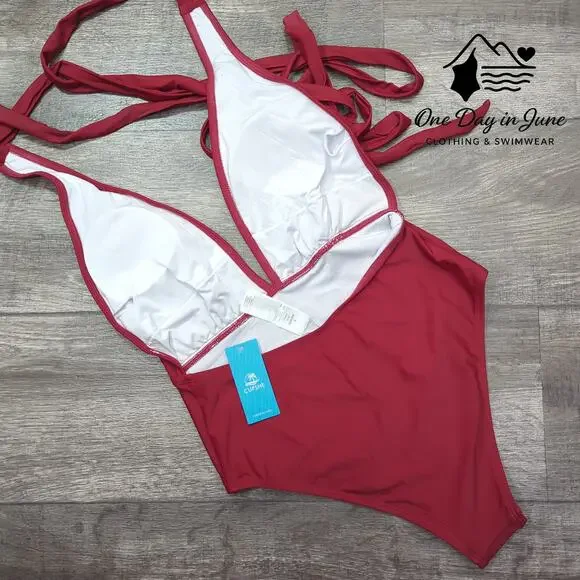 Cupshe Tie Wrap V Neck One Piece Swimsuit Size S - Picture 6 of 6